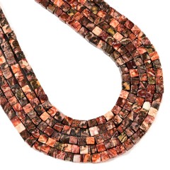 Red Leopardskin Jasper Cubes, Approx 4-6mm, 38cm/strand