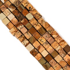 Picture Jasper Cubes, Approx 4-6mm, 38cm/strand