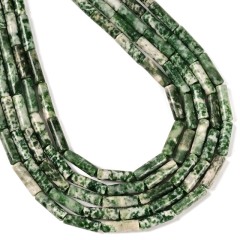 Green Spot Jasper Tubes, Approx 4x13mm, 38cm/strand
