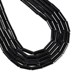 Synthetic Black Stone Tubes, Approx 4x13mm, 38cm/strand
