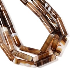 Brown Stripe Agate Tubes, Approx 7.8-8x30mm, 38cm/strand