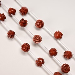 Red Jasper Carved Rose Flowers, Approx 8-12mm, 15pcs/strand
