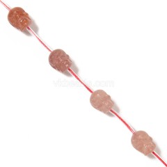 Red Strawberry Quartz Through-drilled Skulls, Approx 8x10mm, 12pcs/strand