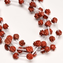 Red Jasper Carved Rose Flowers, Approx 8-12mm, 15pcs/strand