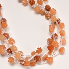 Red Aventurine Carved Rose Flowers, Approx 8-12mm, 15pcs/strand