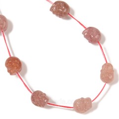 Red Strawberry Quartz Through-drilled Skulls, Approx 8x10mm, 12pcs/strand
