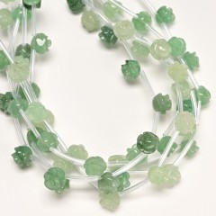 Green Strawberry Quartz Carved Rose Flowers, Approx 8-12mm, 15pcs/strand