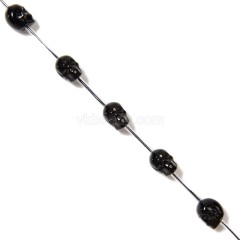 Black Obsidian Through-drilled Skulls, Approx 8x10mm, 12pcs/strand