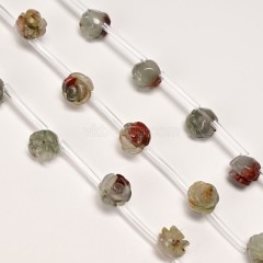 Bloodstone Carved Rose Flowers, Approx 8-12mm, 15pcs/strand