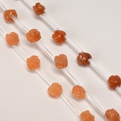 Red Aventurine Carved Rose Flowers, Approx 8-12mm, 15pcs/strand