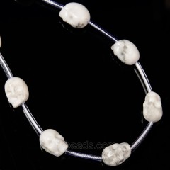 Howlite Through-drilled Skulls, Approx 8x10mm, 12pcs/strand
