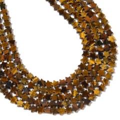 Yellow Tiger Eye Flat Stars, Approx 6mm, 38cm/strand