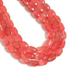 Red Watermelon Quartz Hexagonal Faceted Nuggets, Approx 10x14mm, 38cm/strand