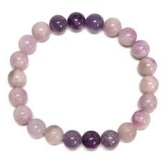 Gradient Lilac Lepidolite Smooth Rounds 8mm Stretch Bracelet, Sell by Piece
