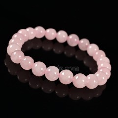Rose Quartz Smooth Rounds 8mm Stretch Bracelet, Sell by Piece