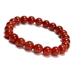 Red Agate Smooth Rounds 8mm Stretch Bracelet, Sell by Piece