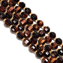 Red Tiger Eye Prism Cut Double Terminated Point Faceted Rounds, Approx 8mm, Approx 38cm/strand
