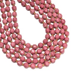 Rhodochrosite Prism Cut Double Terminated Point Faceted Rounds, Approx 8mm, Approx 38cm/strand