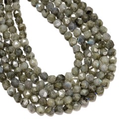 Labradorite Star Cut Faceted Rounds, Approx 6-10mm, 38cm/strand