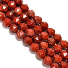 Red Jasper Star Cut Faceted Rounds, Approx 8-10mm, 38cm/strand