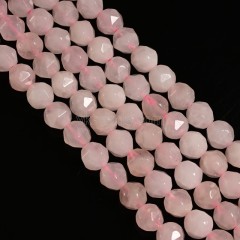 Rose Quartz Star Cut Faceted Rounds, Approx 6-10mm, 38cm/strand
