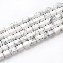 Howlite Hexagonal Faceted Column, Approx 8-9x10mm, 38cm/strand