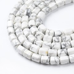 Howlite Hexagonal Faceted Column, Approx 8-9x10mm, 38cm/strand