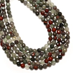 Blood Stone Faceted Rounds, 128 Facets, Approx 6mm, 38cm/strand