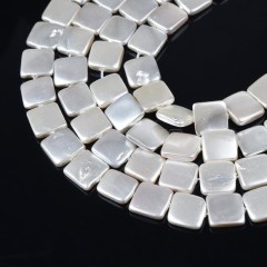 White Shell Pearl Squares, Approx 12mm, 38cm/strand