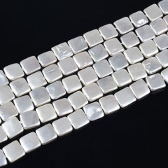 White Shell Pearl Squares, Approx 12mm, 38cm/strand