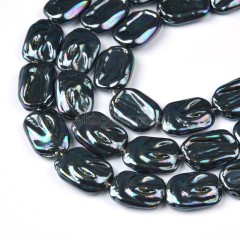 Black Baroque Rectangle Shell Pearl, Approx 16x23mm, 38cm/strand