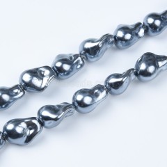 Dark Grey Baroque Shell Pearl Nuggets, Approx 10x16mm, 38cm/strand