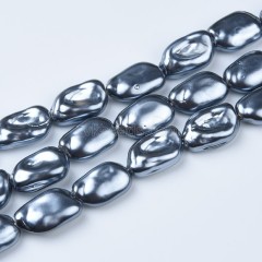 Dark Grey Baroque Shell Pearl Nuggets, Approx 12x19mm, 38cm/strand