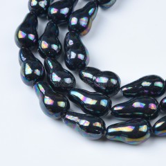 Rainbow Plated Black Baroque Shell Pearl Nuggets, Approx 13x24mm, 38cm/strand