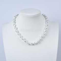 White Baroque Shell Pearl Nuggets Necklaces, Approx 9x12mm, Sell by Piece
