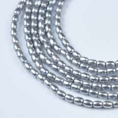 Grey Shell Pearl Smooth Drums/Barrels, Approx 2x3mm, 38cm/strand