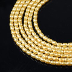 Yellow Shell Pearl Smooth Drums/Barrels, Approx 2x3mm, 38cm/strand