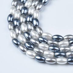 Mixed Color Shell Pearl Smooth Rices, Approx 4x7mm, 38cm/strand