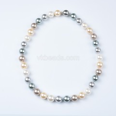 Mixed Color Shell Pearl Smooth Rounds Necklaces, Approx 10-12mm, Sell by Piece