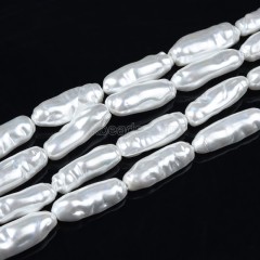 White Baroque Shell Pearl Columns, Approx 8x20mm, 38cm/strand