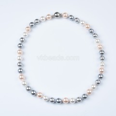 Mixed Color Shell Pearl Smooth Rounds Necklaces, Approx 6-12mm, Sell by Piece