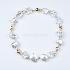 White Baroque Shell Pearl Nugget Necklaces, Approx 16-20mm, Sell by Piece