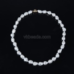 White Baroque Shell Pearl Nuggets Necklaces, Approx 9x12mm, Sell by Piece