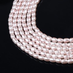 Pink Shell Pearl Smooth Drums/Barrels, Approx 2x3mm, 38cm/strand
