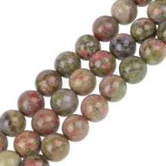 Unakite Smooth Rounds, Approx 4-12mm, 38cm/strand