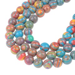 Rainbow Color( More Blue) Synthetic Malachite Smooth Rounds, Approx 4-12mm, 38cm/strand