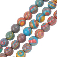 Rainbow Color( More Blue) Synthetic Malachite Smooth Rounds, Approx 4-12mm, 38cm/strand