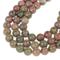 Unakite Smooth Rounds, Approx 4-12mm, 38cm/strand