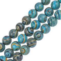 Dark Blue&Yellow&Black Synthetic Malachite Smooth Rounds, Approx 4-12mm, 38cm/strand