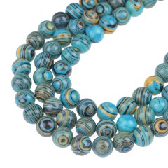 Dark Blue&Yellow&Black Synthetic Malachite Smooth Rounds, Approx 4-12mm, 38cm/strand